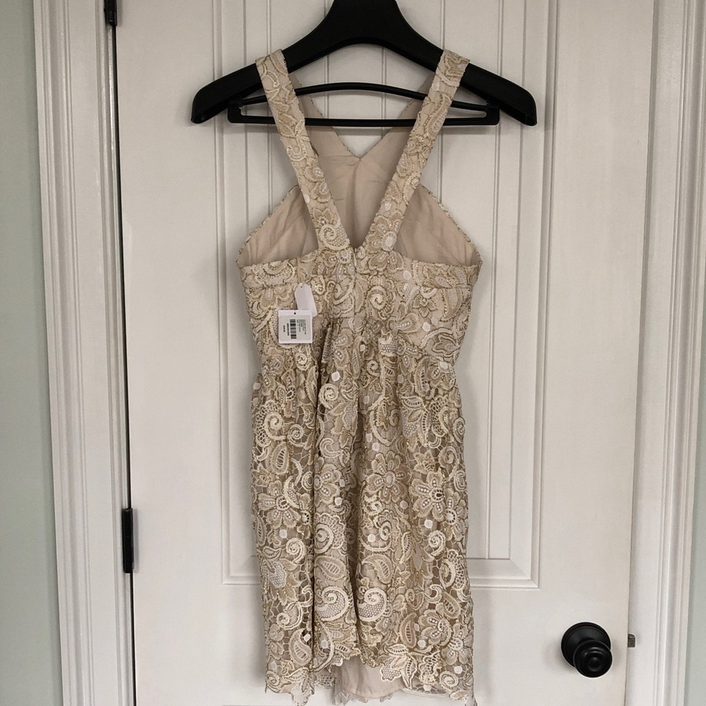 Club Monaco BRAND NEW Women’s short champagne sleeveless eyelet dress Size 0 - Picture 4 of 8